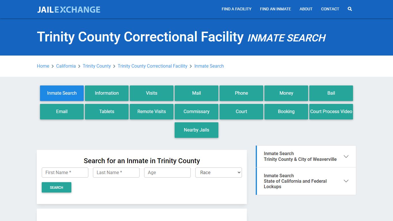 Trinity County Correctional Facility Inmate Search - Jail Exchange