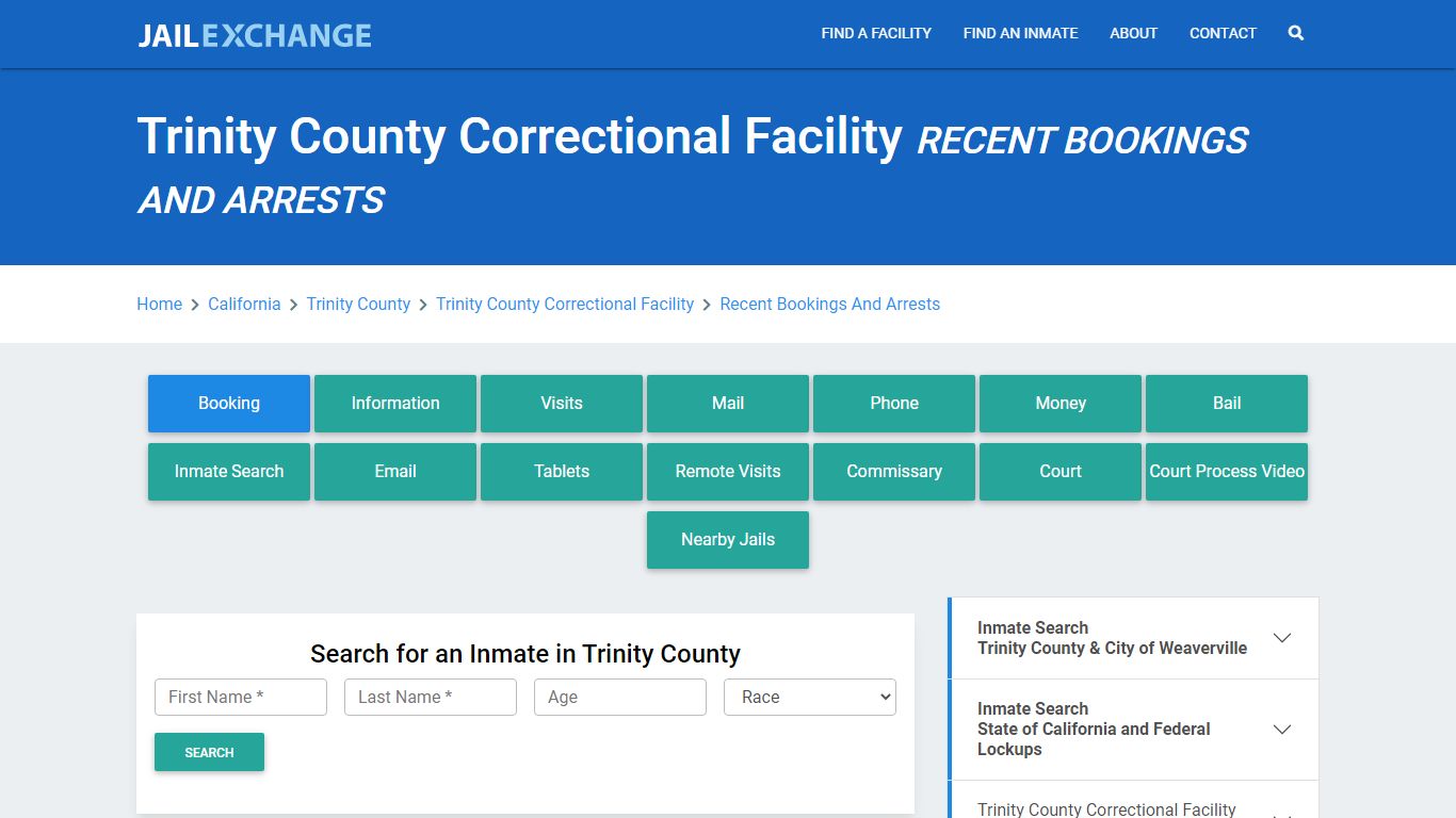 Trinity County Correctional Facility CA Recent Arrests and Bookings