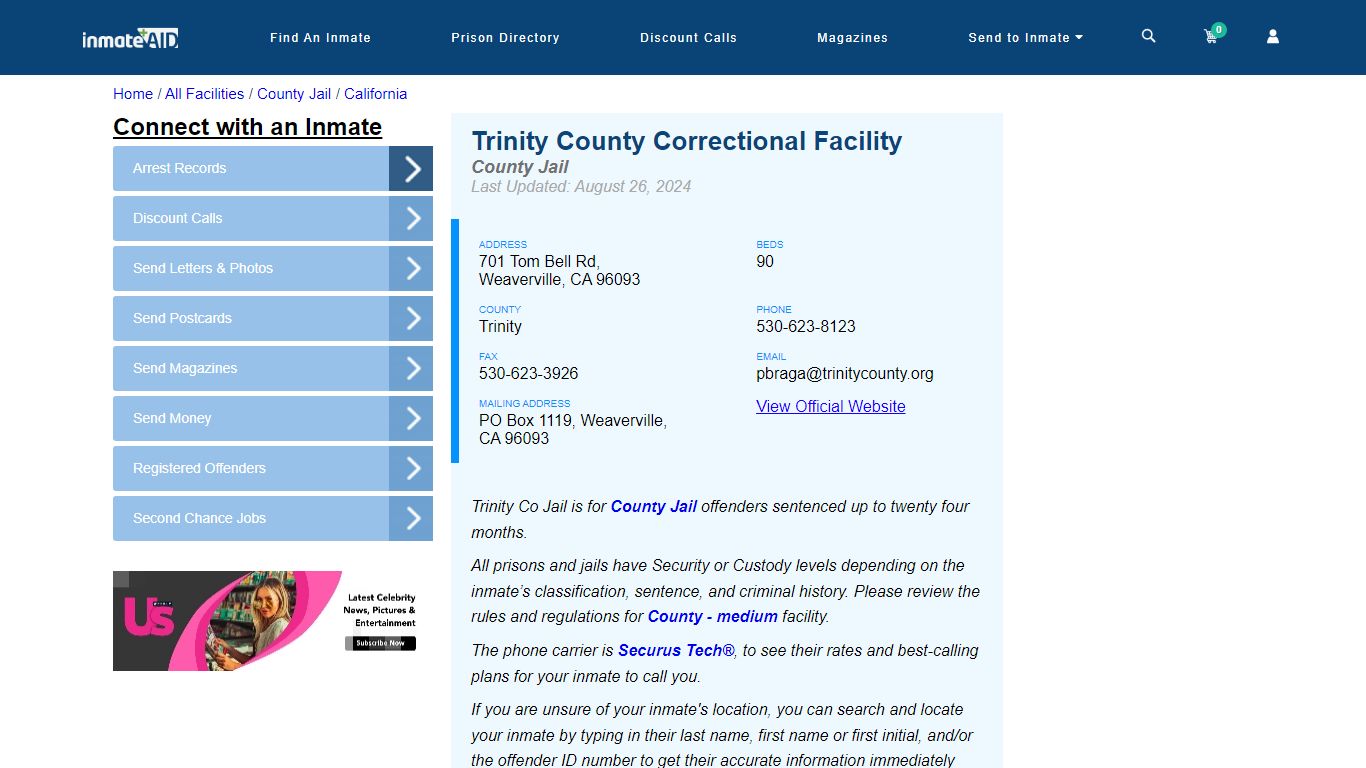 Trinity County Correctional Facility - Inmate Locator